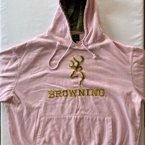 Browning Pink Hoodie with Gold Logo